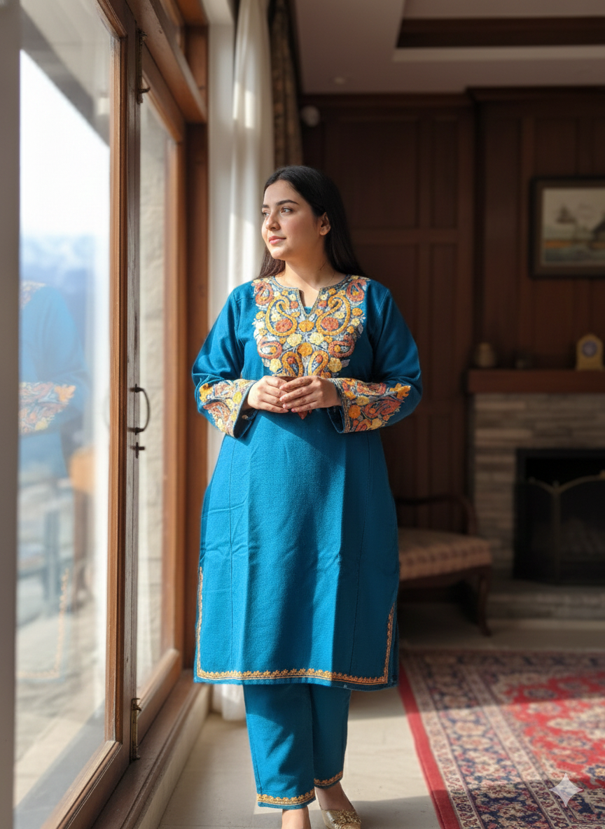 "JASMEET” Warm Kashmiri Co-Ord Set