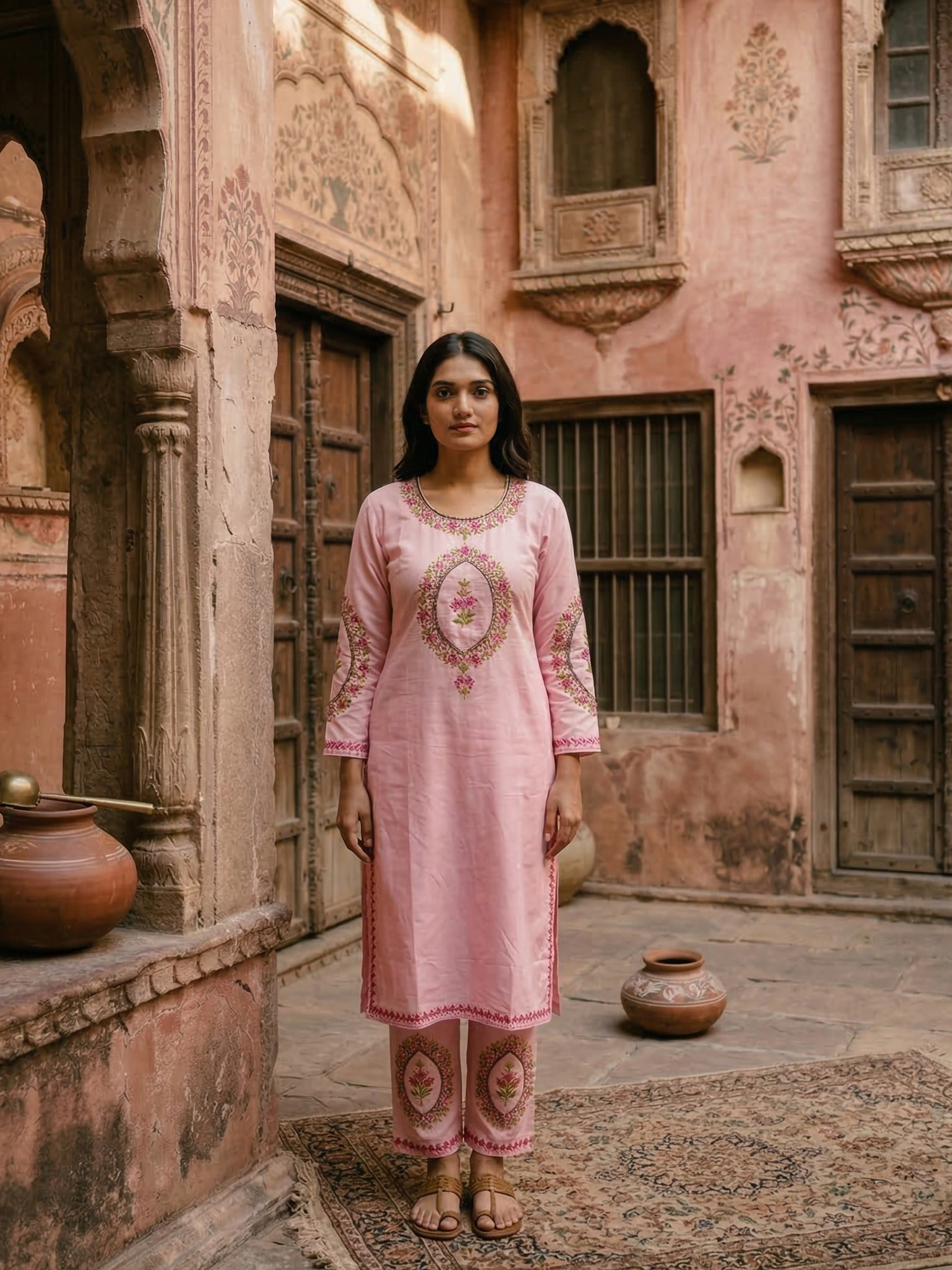 "SHAZIA" Cotton Kashmiri Co-Ord Set