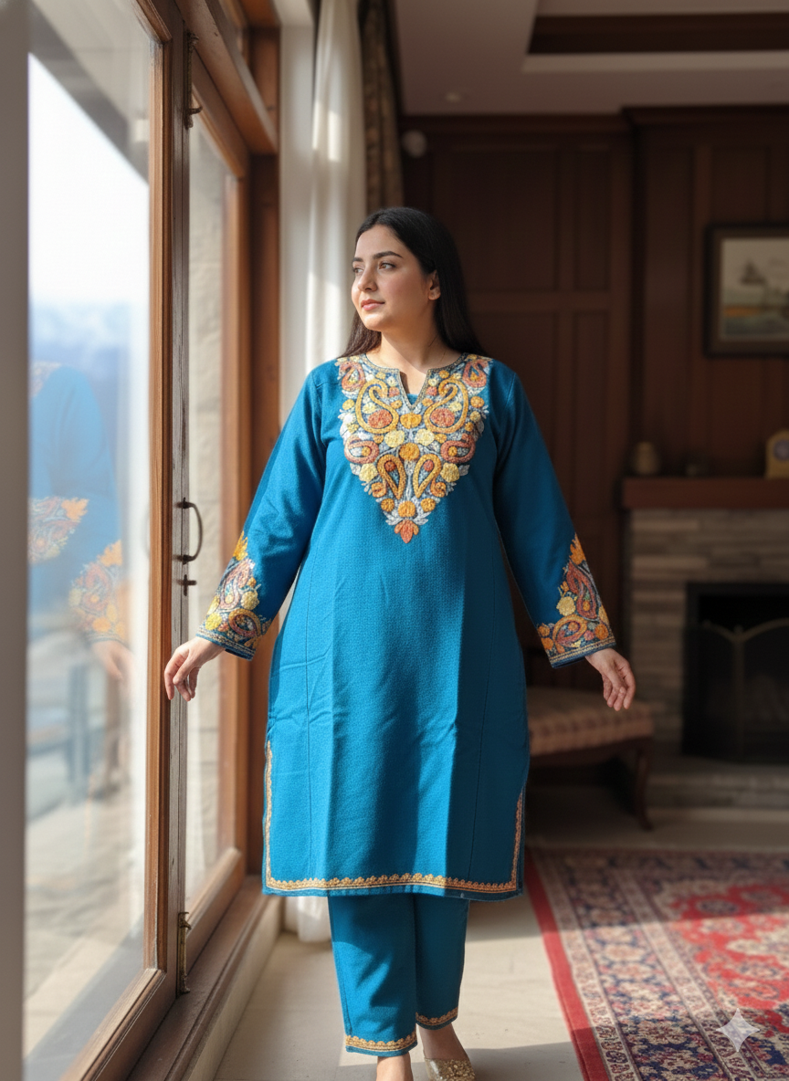 "JASMEET” Warm Kashmiri Co-Ord Set