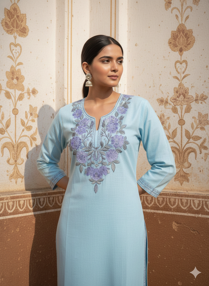 "DALEZ" Cotton Kashmiri Kurta