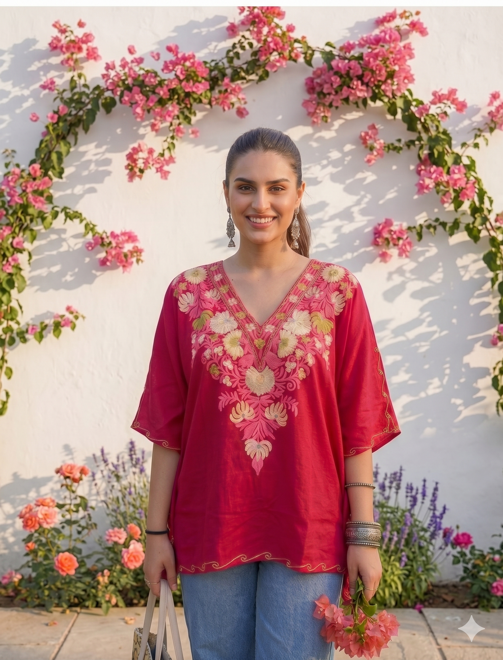 "AYMIN" Short Kashmiri Kaftan