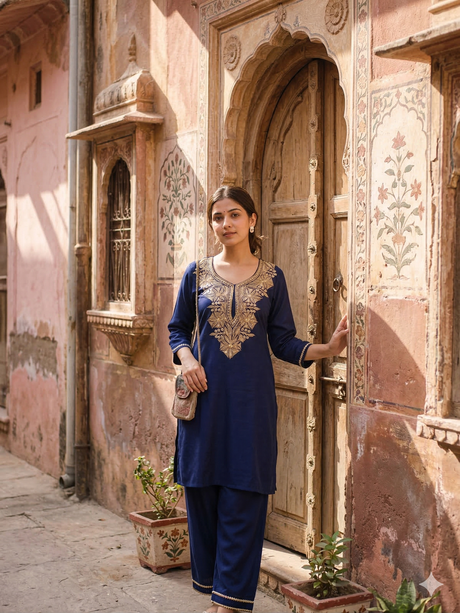 "HAFIZ" Cotton Tilla Work Kashmiri Co-Ord Set