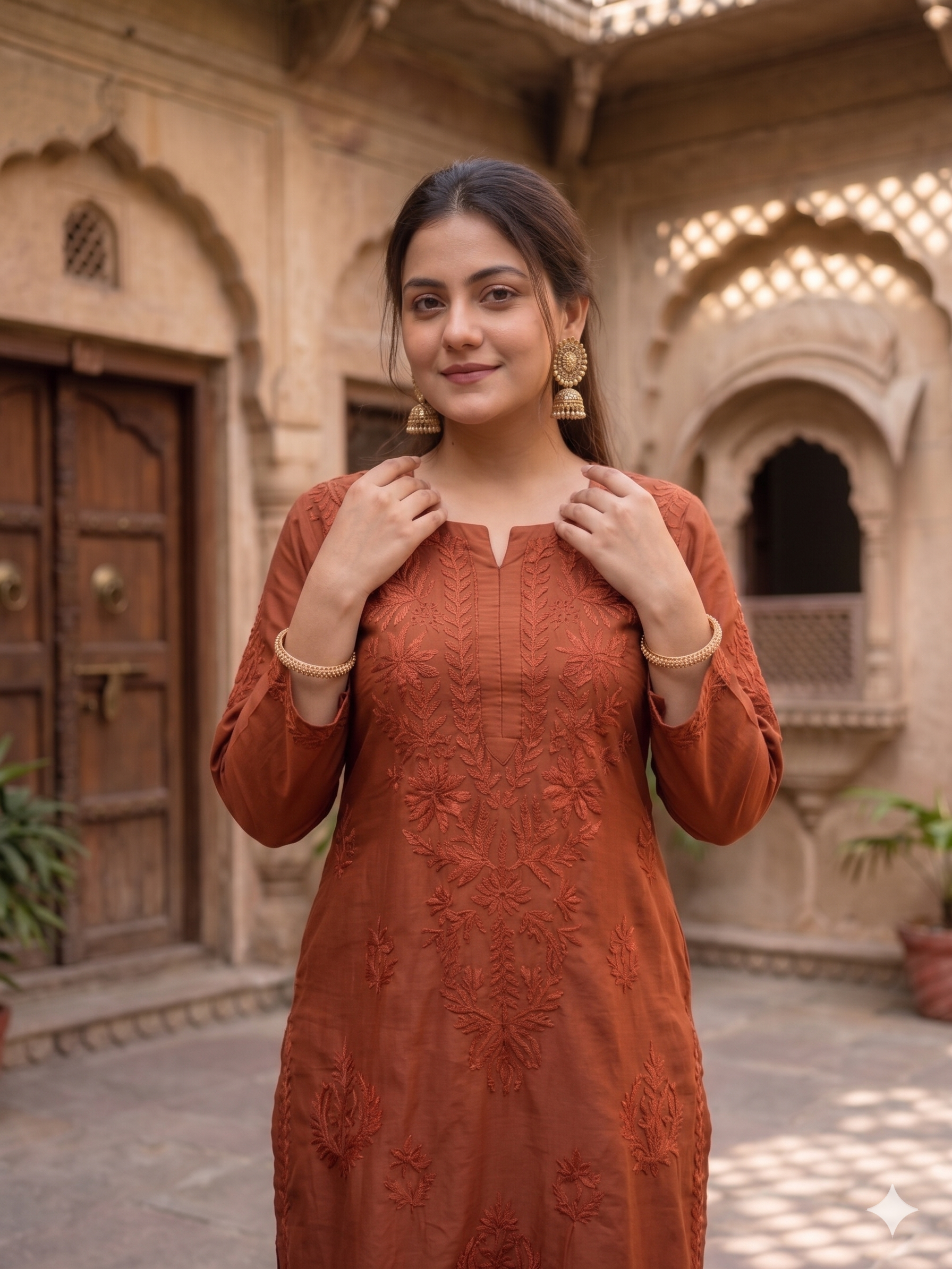 "FARANA" Chanderi Silk Chikankari Kurta Set