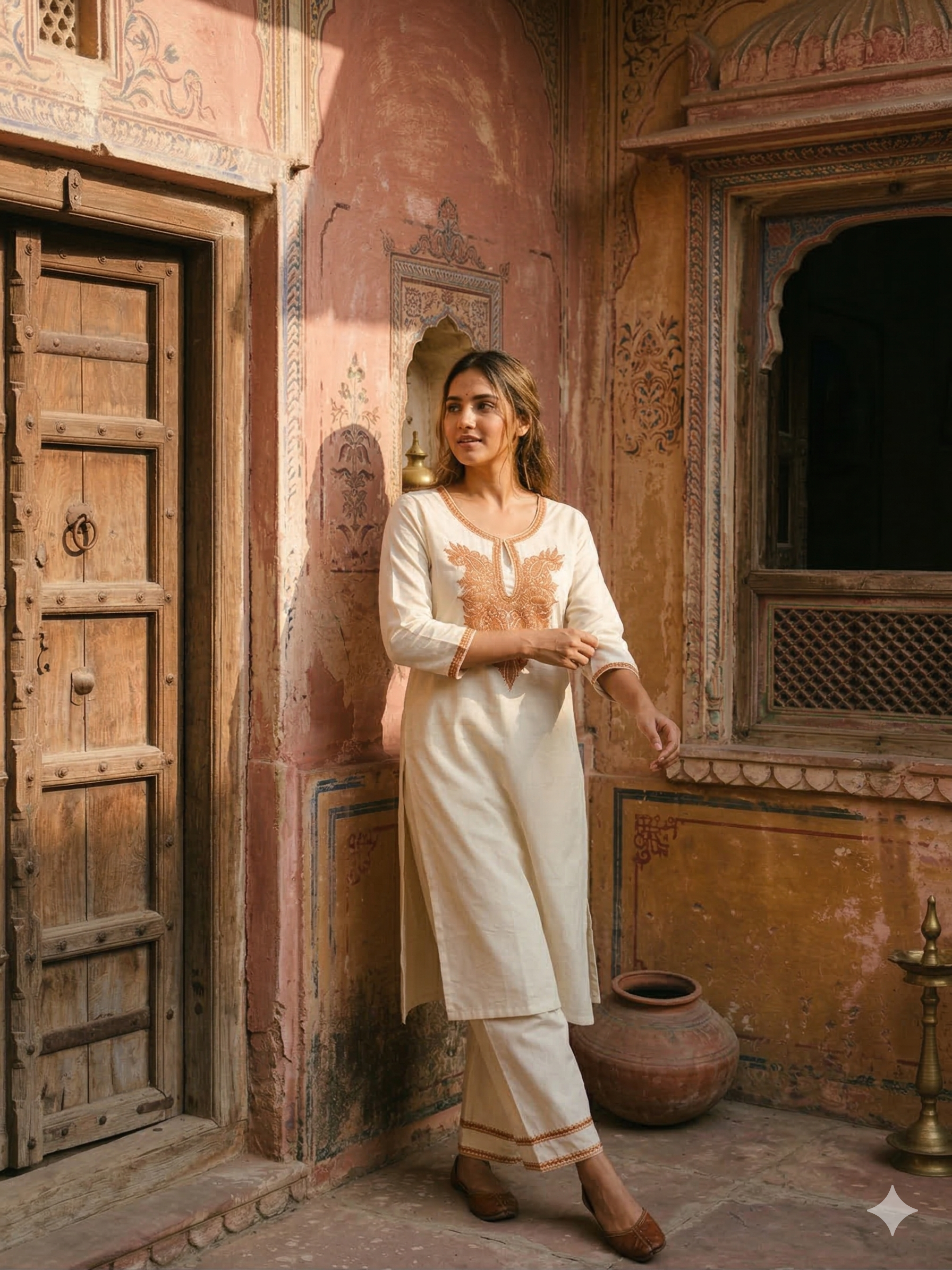 "HAFIZ" Cotton Tilla Work Kashmiri Co-Ord Set