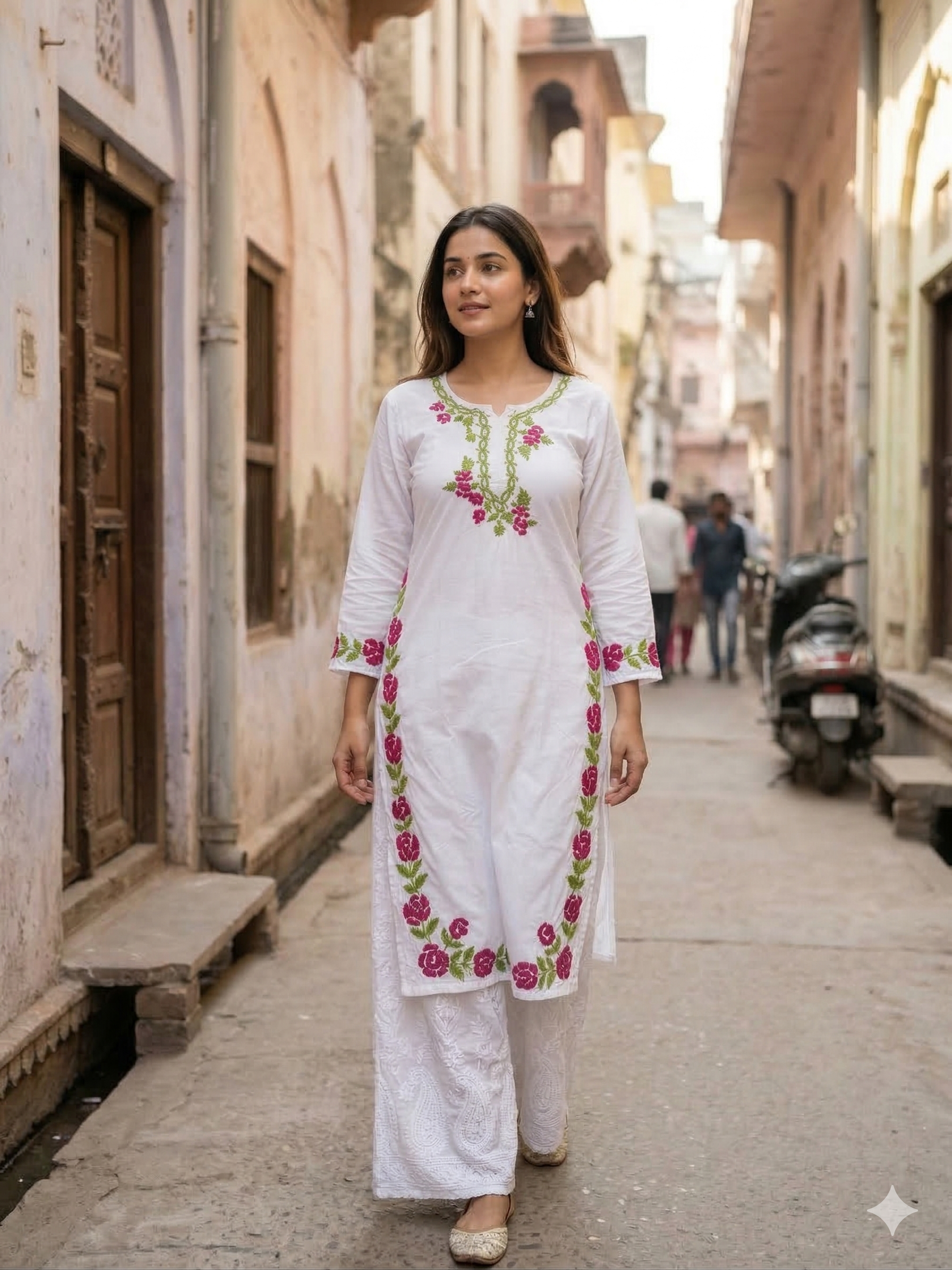 "MOINA" Modal Cotton Chikankari Kurta