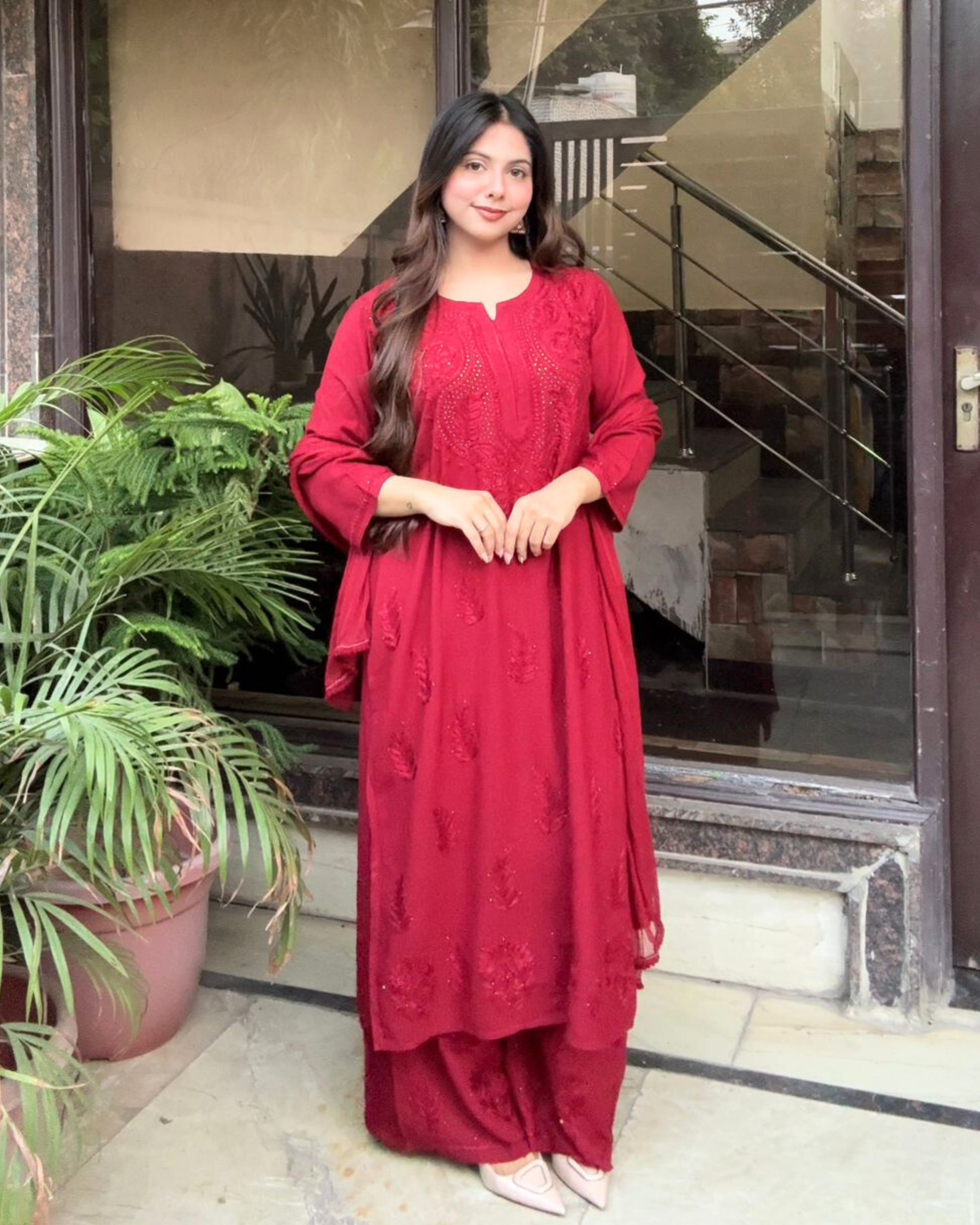 "NAGMA" Rayon Chikankari Suit Set