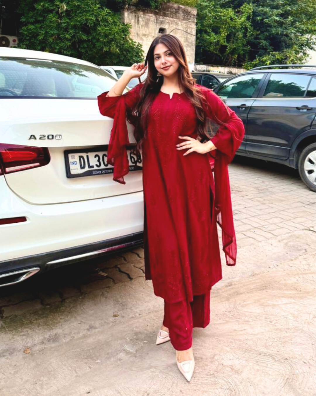 "NAGMA" Rayon Chikankari Suit Set