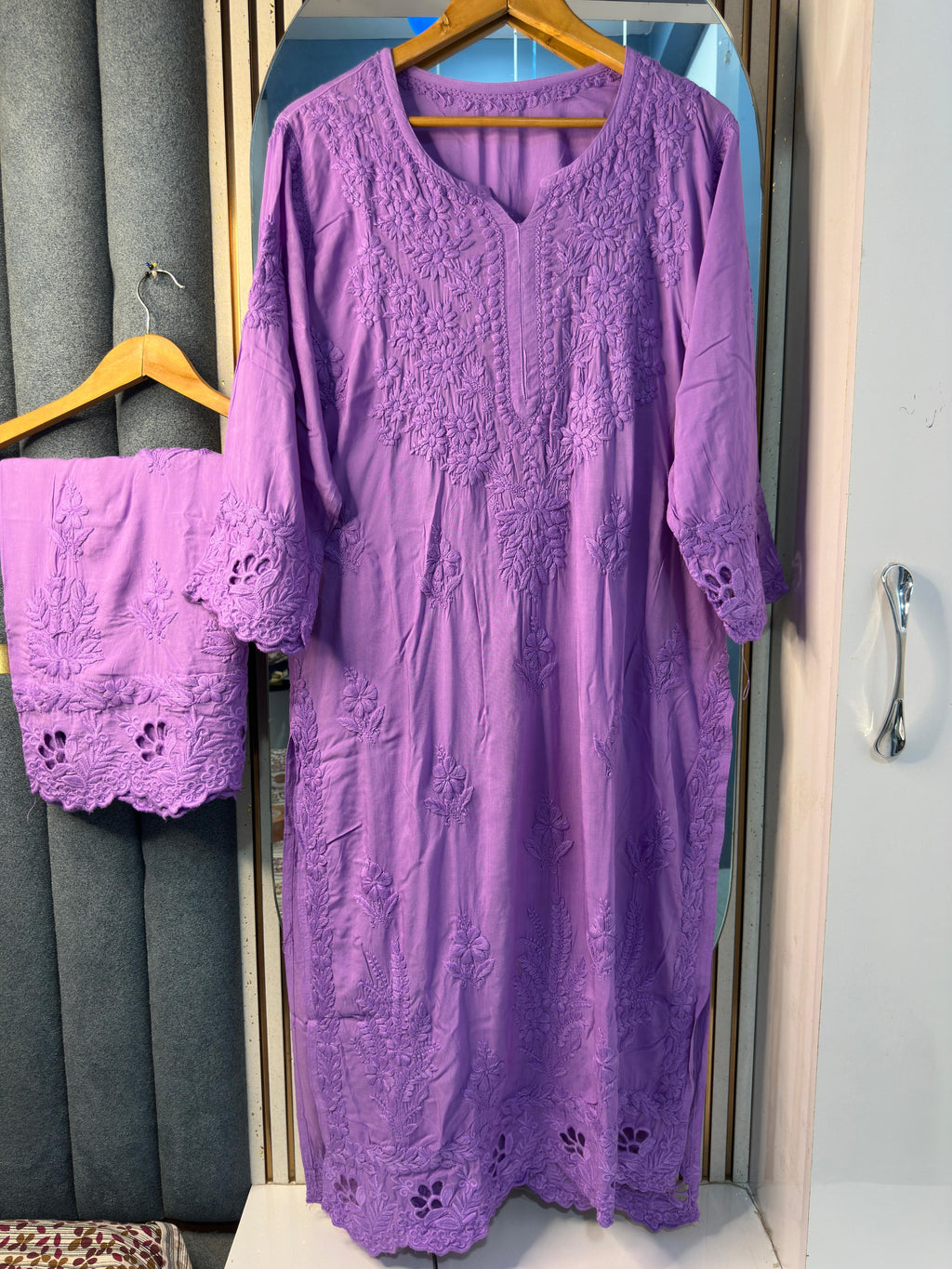 VANZARA Cut-Work Chikankari Co-Ord Set