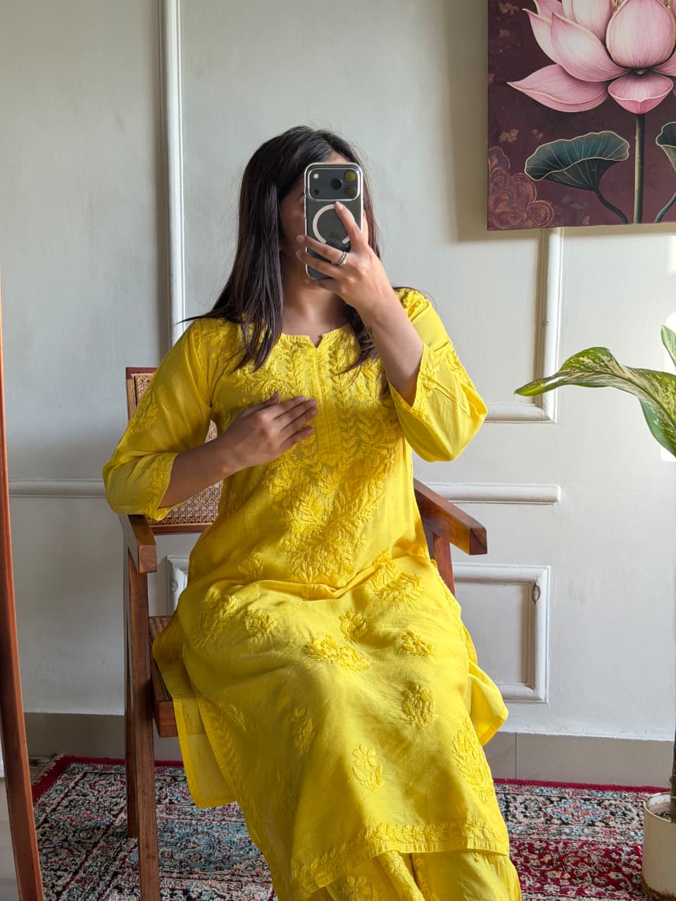 "FARANA" Chanderi Silk Chikankari Kurta Set