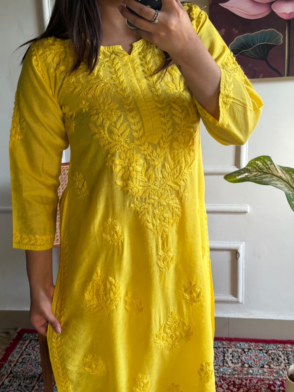 "FARANA" Chanderi Silk Chikankari Kurta Set