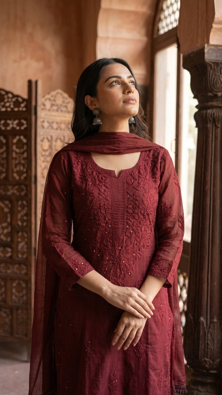 “GEHNA” Mukaish Work Chikankari Suit Set