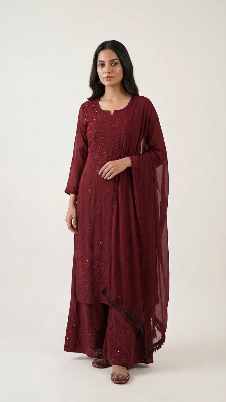 “GEHNA” Mukaish Work Chikankari Suit Set